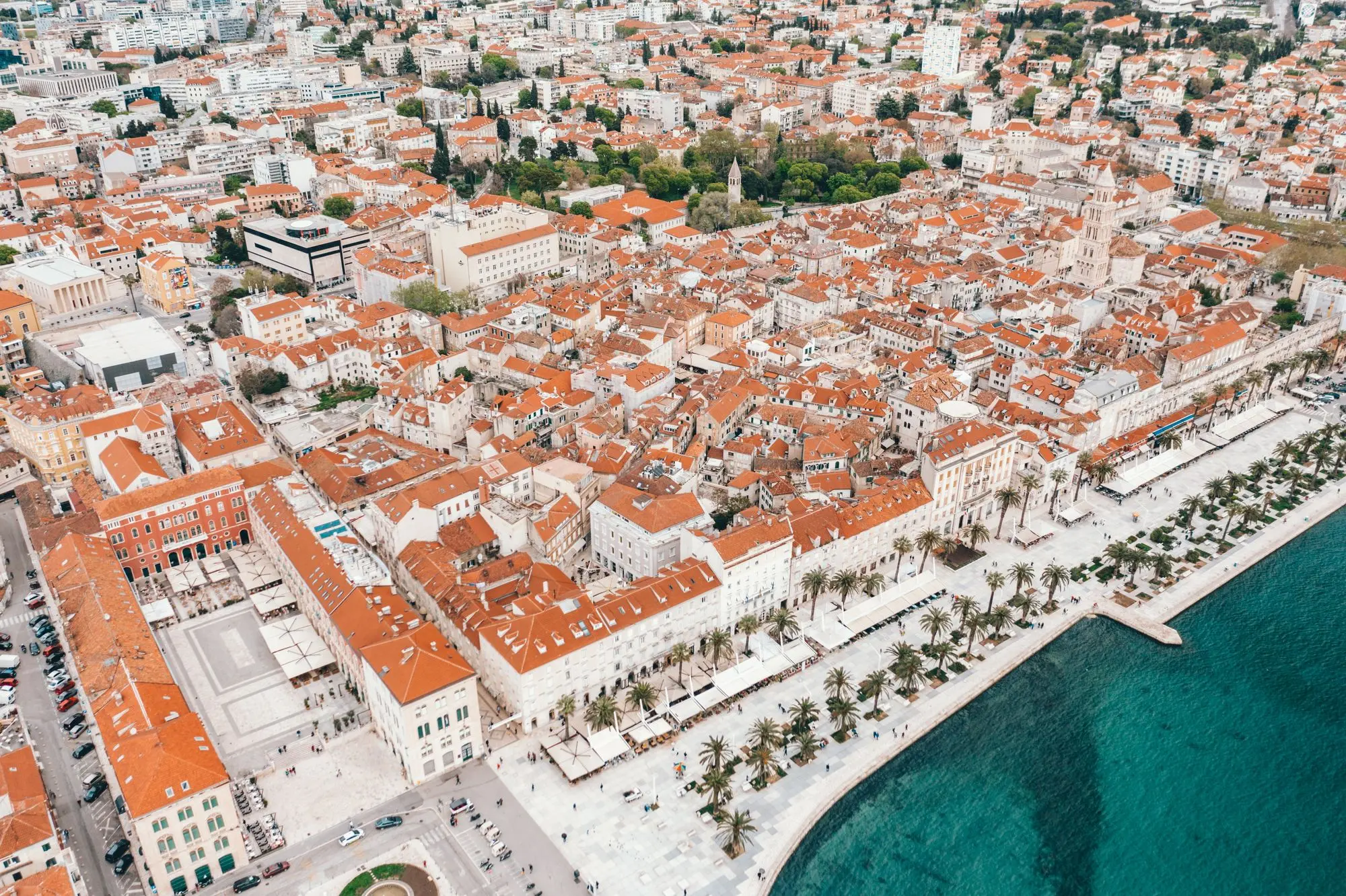aerial photography of concrete buildings in Split