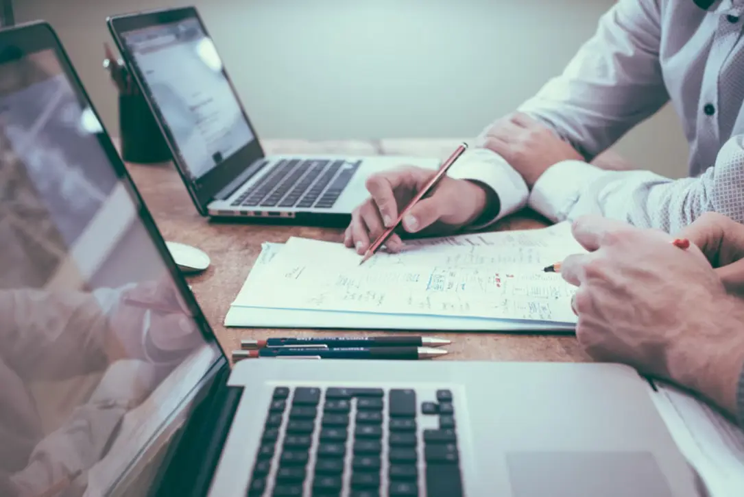 Employees working together in an office