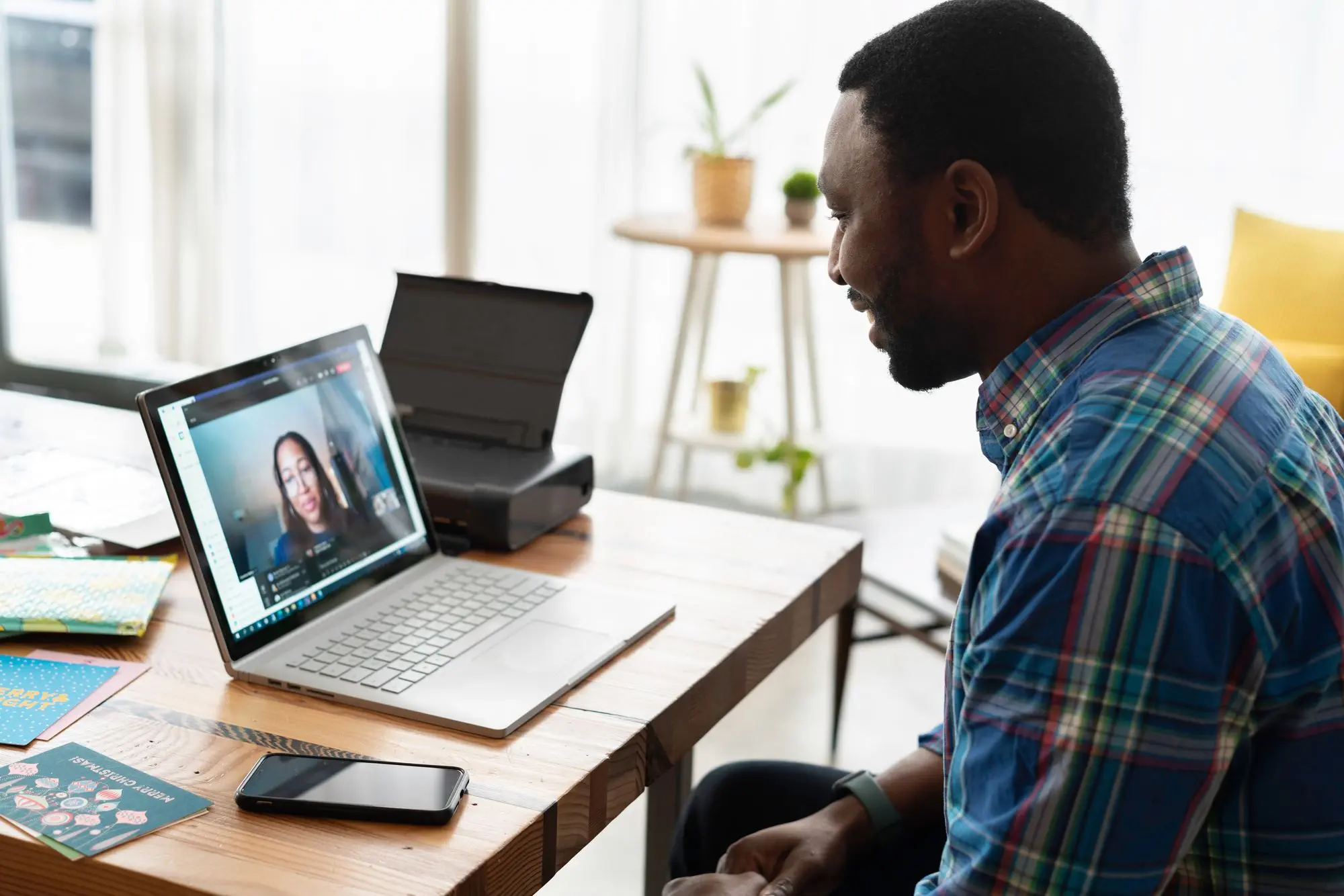 Two people engaged in a remote interview