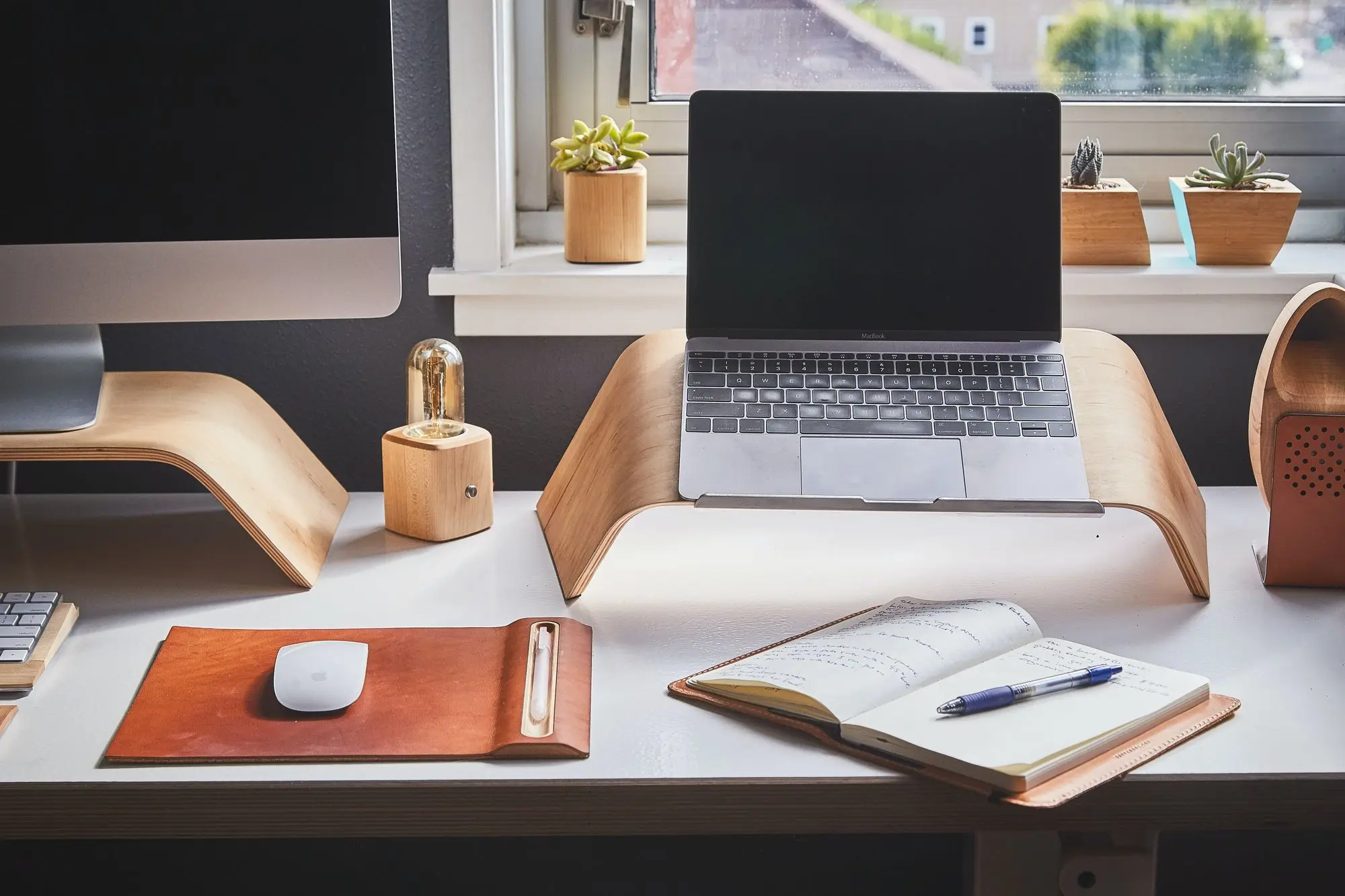 A remote employee's home office setup