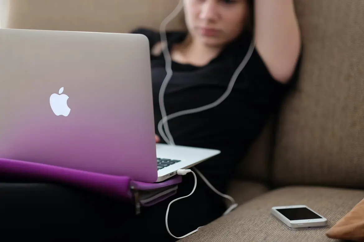 remote employee working from the couch