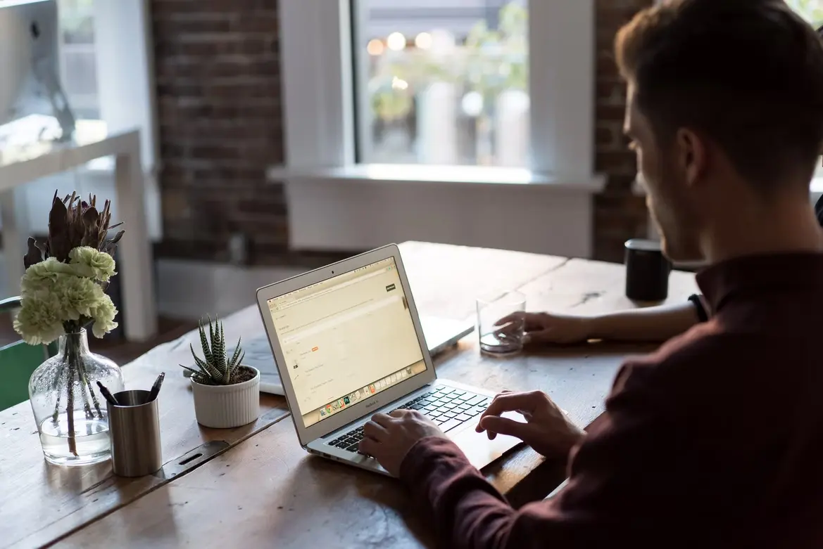 person engaged in remote wok