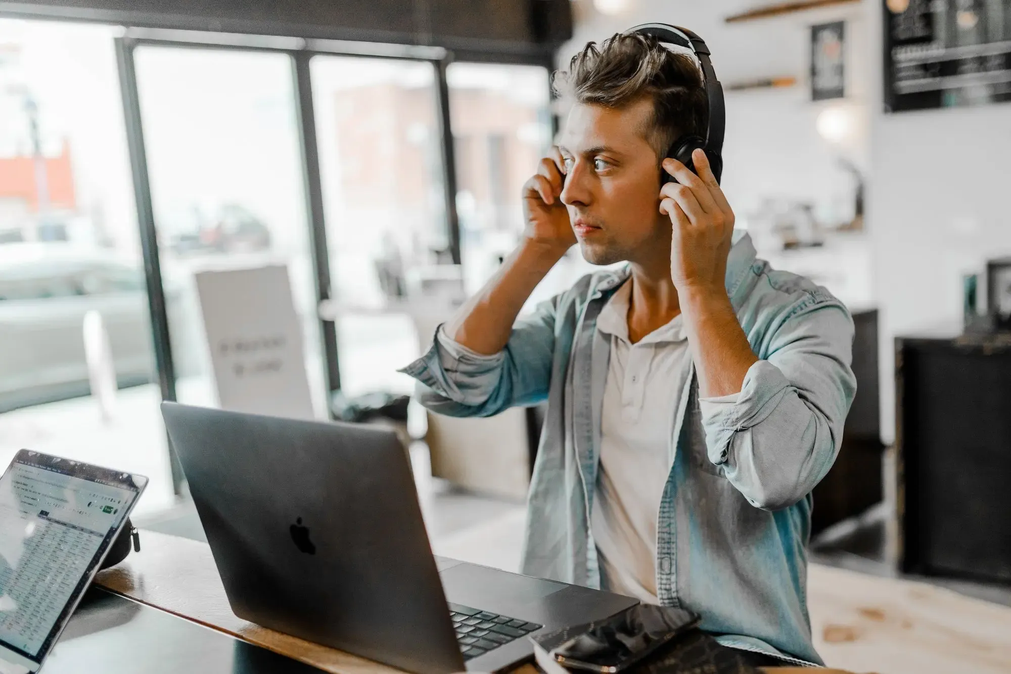 person engaged in remote work