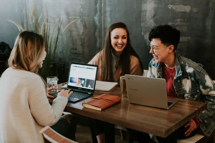 Employees interacting with each other in an office