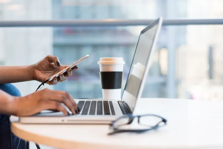 A person working remotely on his computer