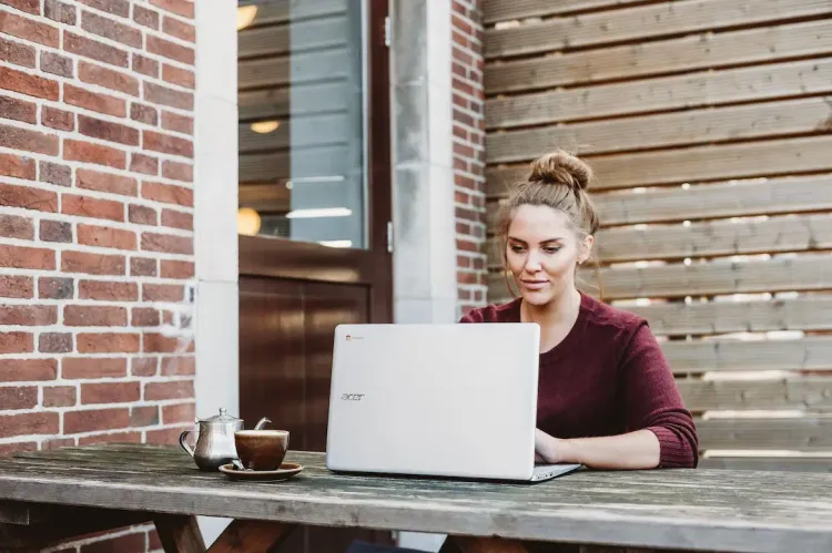 woman working remotely