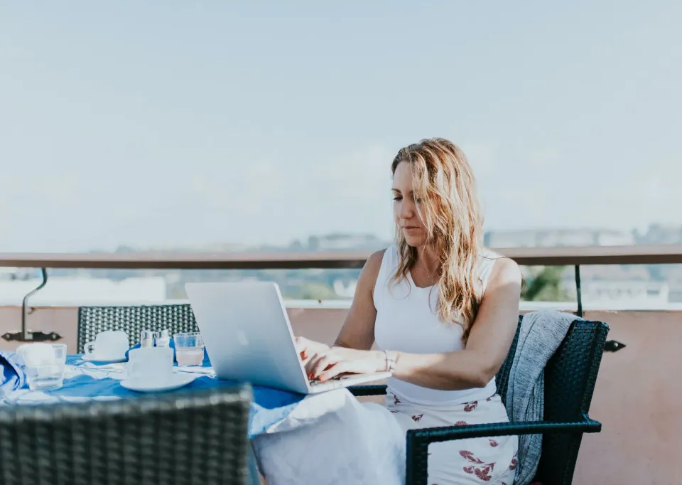 Woman engaged in remote work