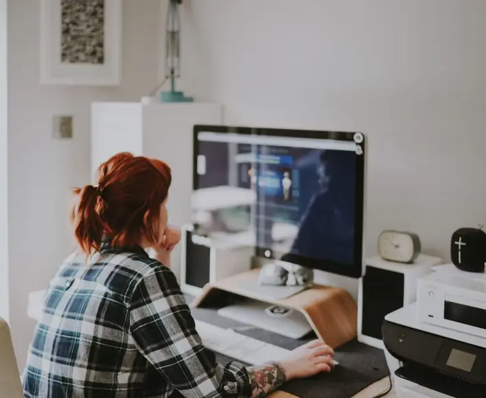 woman engaged in remote work